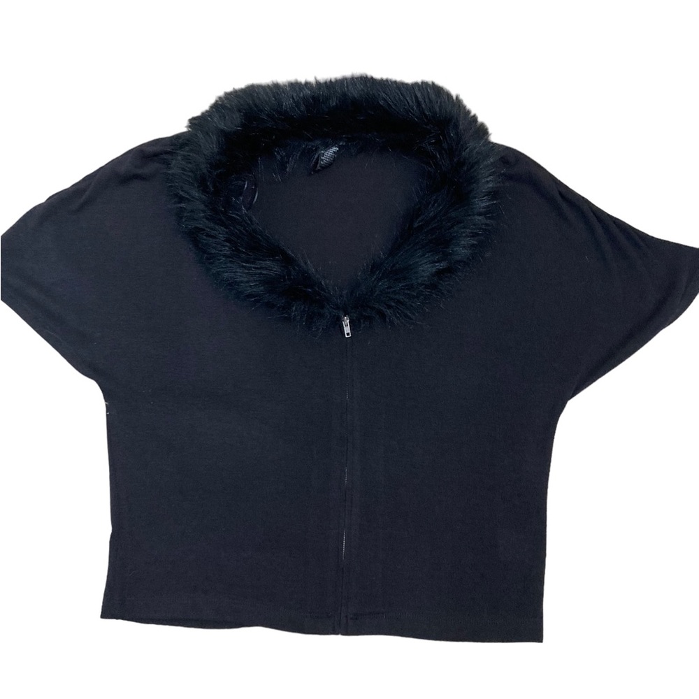Apostrophe - Women’s Sweater With Faux Fur Collar - Sleeveless - Size M